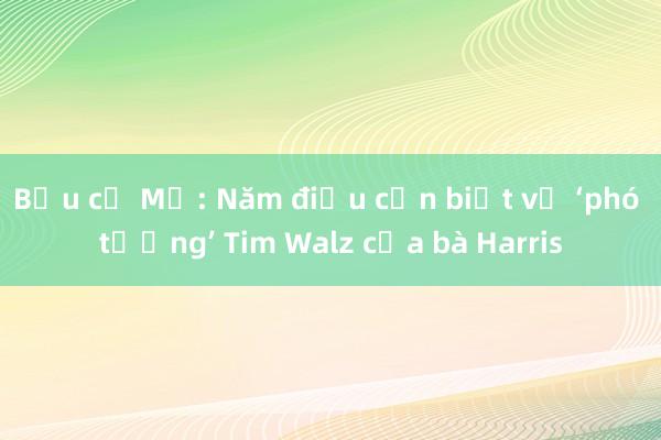 Bầu cử Mỹ: Năm điều cần biết về ‘phó tướng’ Tim Walz của bà Harris