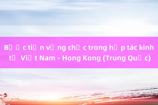 Bước tiến vững chắc trong hợp tác kinh tế Việt Nam - Hong Kong (Trung Quốc)